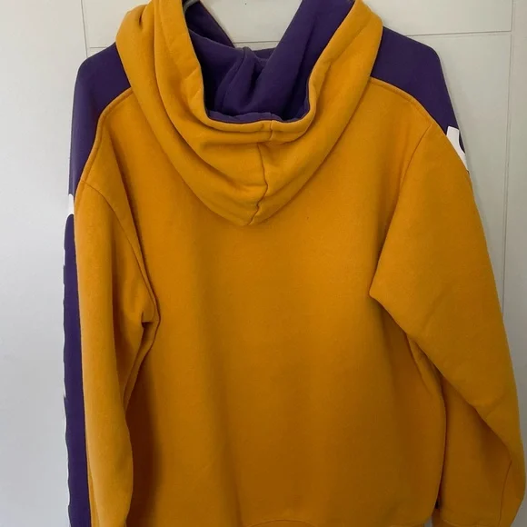 Supreme Mustard Hoodie with Purple Sleeves - Picture 2 of 4